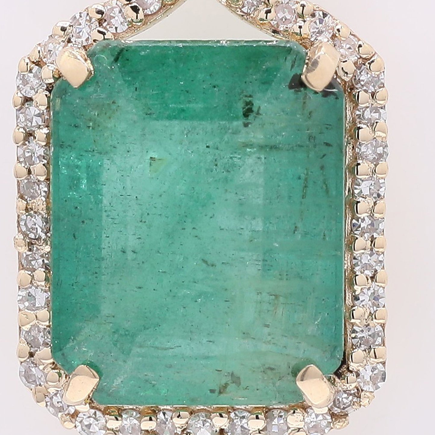 3.15 Ct Octagon Step Cut Natural Emerald 14K Gold Pendant