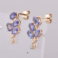 1.86 Ct Oval Natural Tanzanite 14K Gold Earrings
