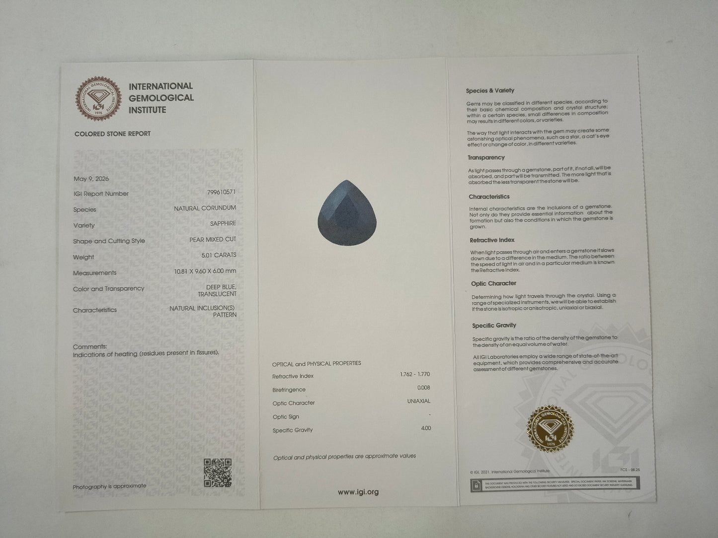 5.01 Natural Corundum Sapphire Pear Mixed Cut Gemstone