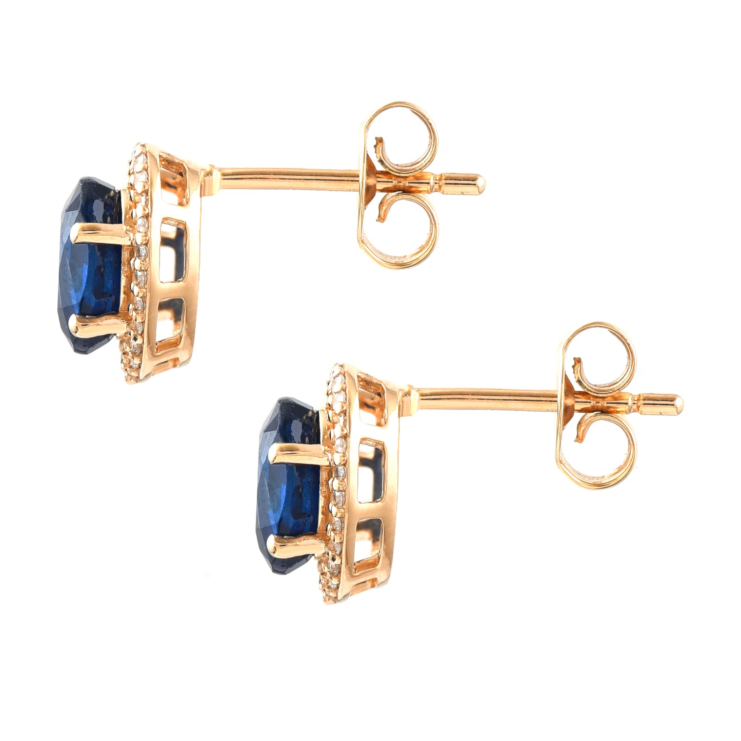 3.01 Ct Oval Mixed Cut Natural Sapphire 14K Gold Earrings