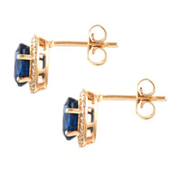 3.01 Ct Oval Mixed Cut Natural Sapphire 14K Gold Earrings