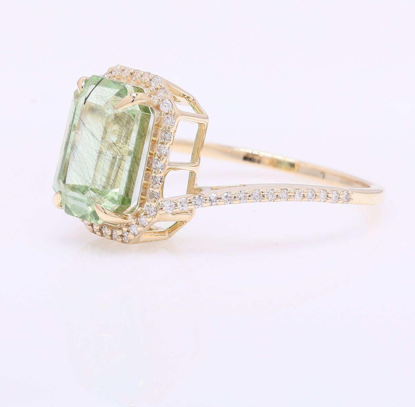 3.86 Ct Octagon Step Cut Natural Peridot 14K Gold Ring