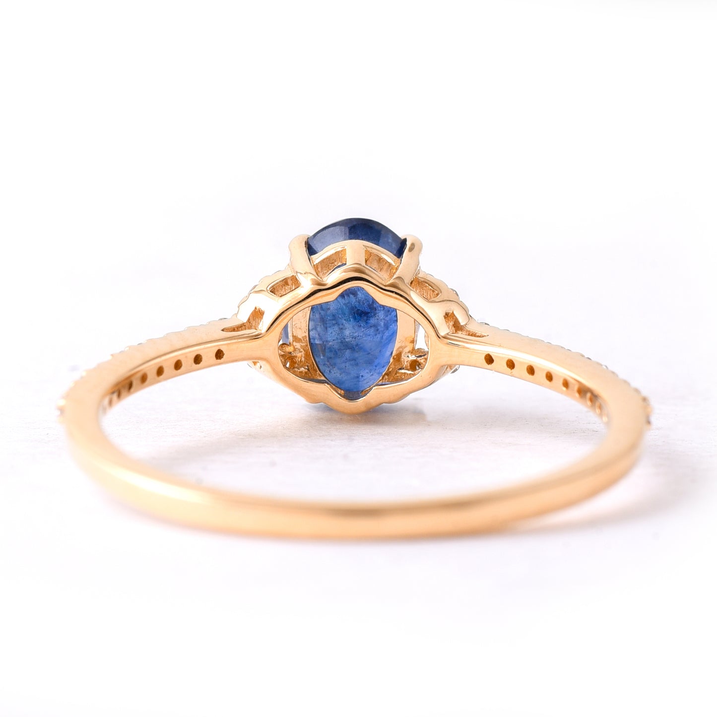 1.36 Ct Oval Mixed Cut Natural Sapphire 14K Gold Ring
