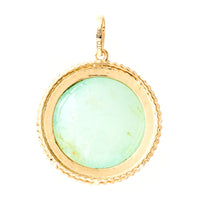 17.07 Ct Round Cabochon Natural Beryl Emerald 14K Gold Pendant