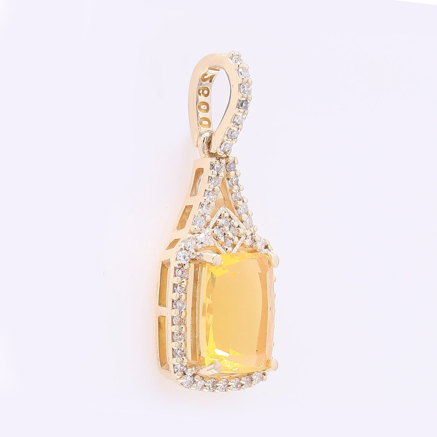 1.13 Ct Cushion Mixed Cut Natural Fire Opal 14K Gold Pendant