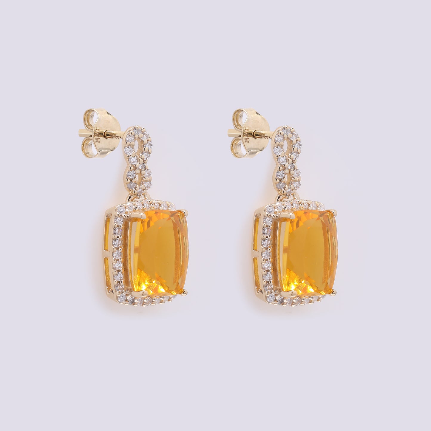 2.63 Ct Cushion Mixed Cut Natural Fire Opal 14K Gold Earrings