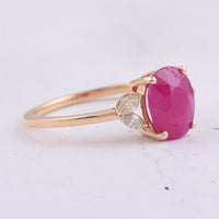 2.78 Ct Oval Natural Ruby 14K Gold Ring