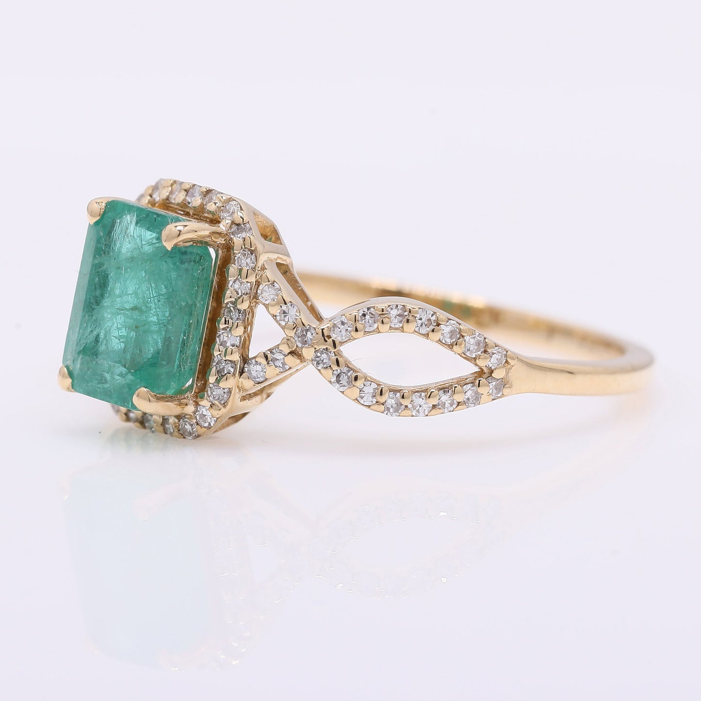 1.62 Ct Octagon Step Cut Natural Emerald 14K Gold Ring