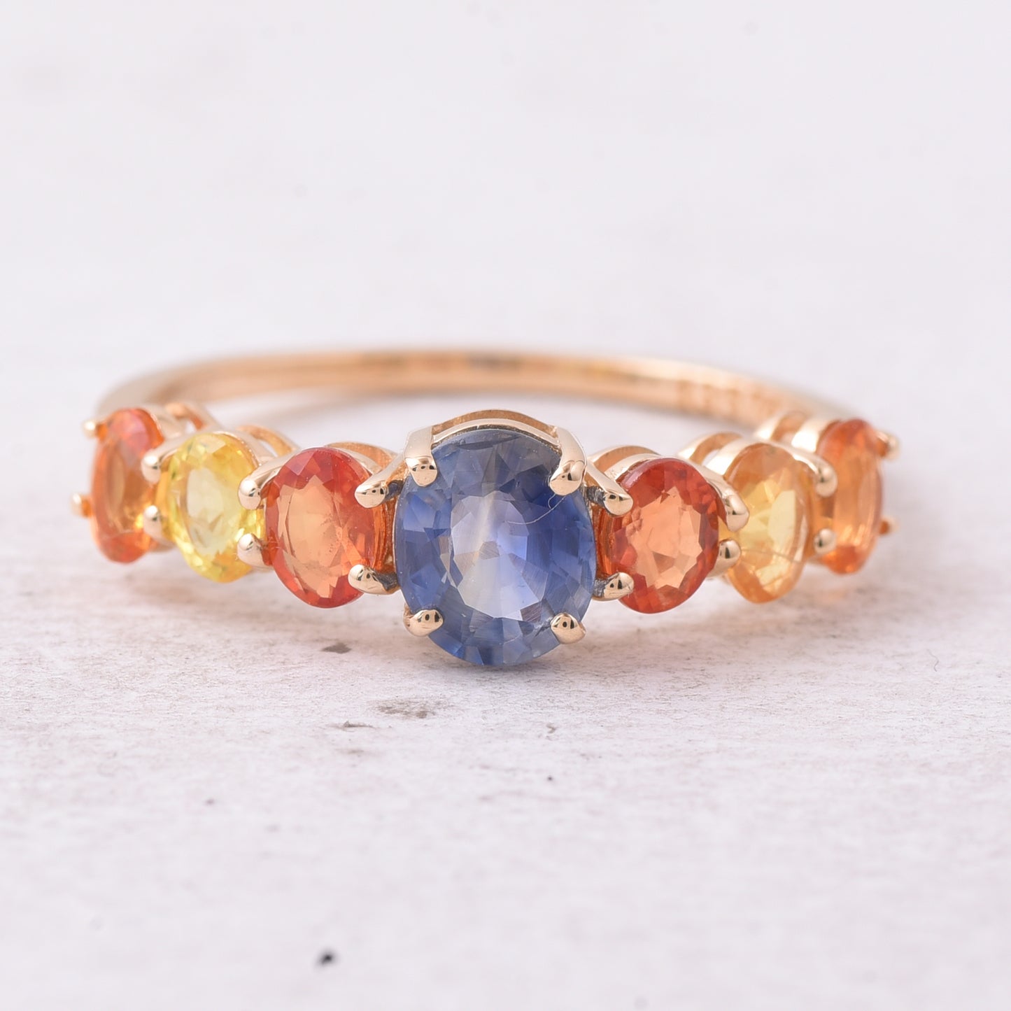 2.17 Ct Oval Natural Multi-Coloured Sapphire 14K Gold Ring