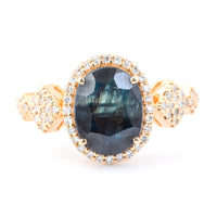 2.26 Ct Oval Mixed Cut Natural Sapphire 14K Gold Ring