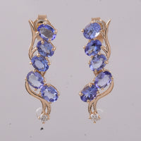 1.67 Ct Oval Natural Tanzanite 14K Gold Earrings