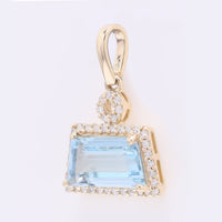 1.50 Ct Fancy Step Cut Natural Aquamarine 14K Gold Pendant