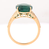 5.59 Ct Oval Mixed Cut Natural Emerald 14K Gold Ring