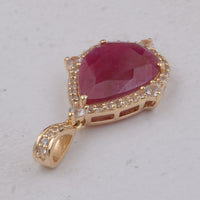 2.28 Ct Pear Ruby 9K Gold Pendant