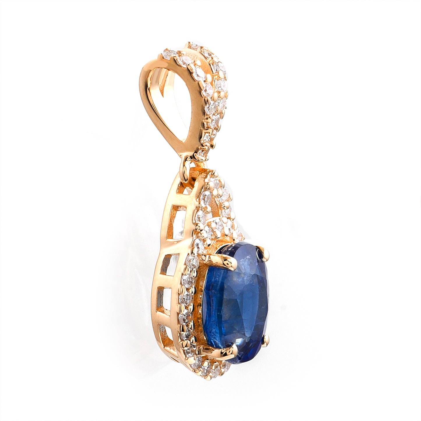 1.24 Ct Oval Mixed Cut Natural Sapphire 14K Gold Pendant