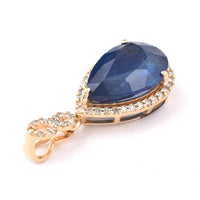 3.68 Ct Pear Mixed Cut Natural Sapphire 14K Gold Pendant