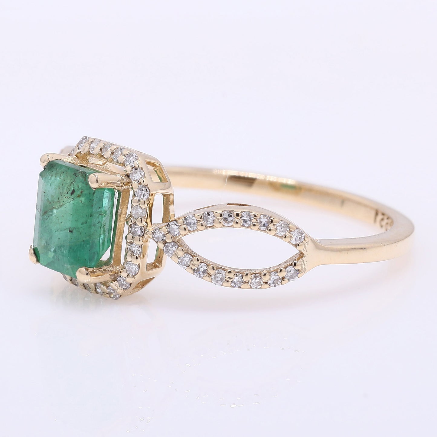 1.14 Ct Octagon Step Cut Natural Emerald 14K Gold Ring