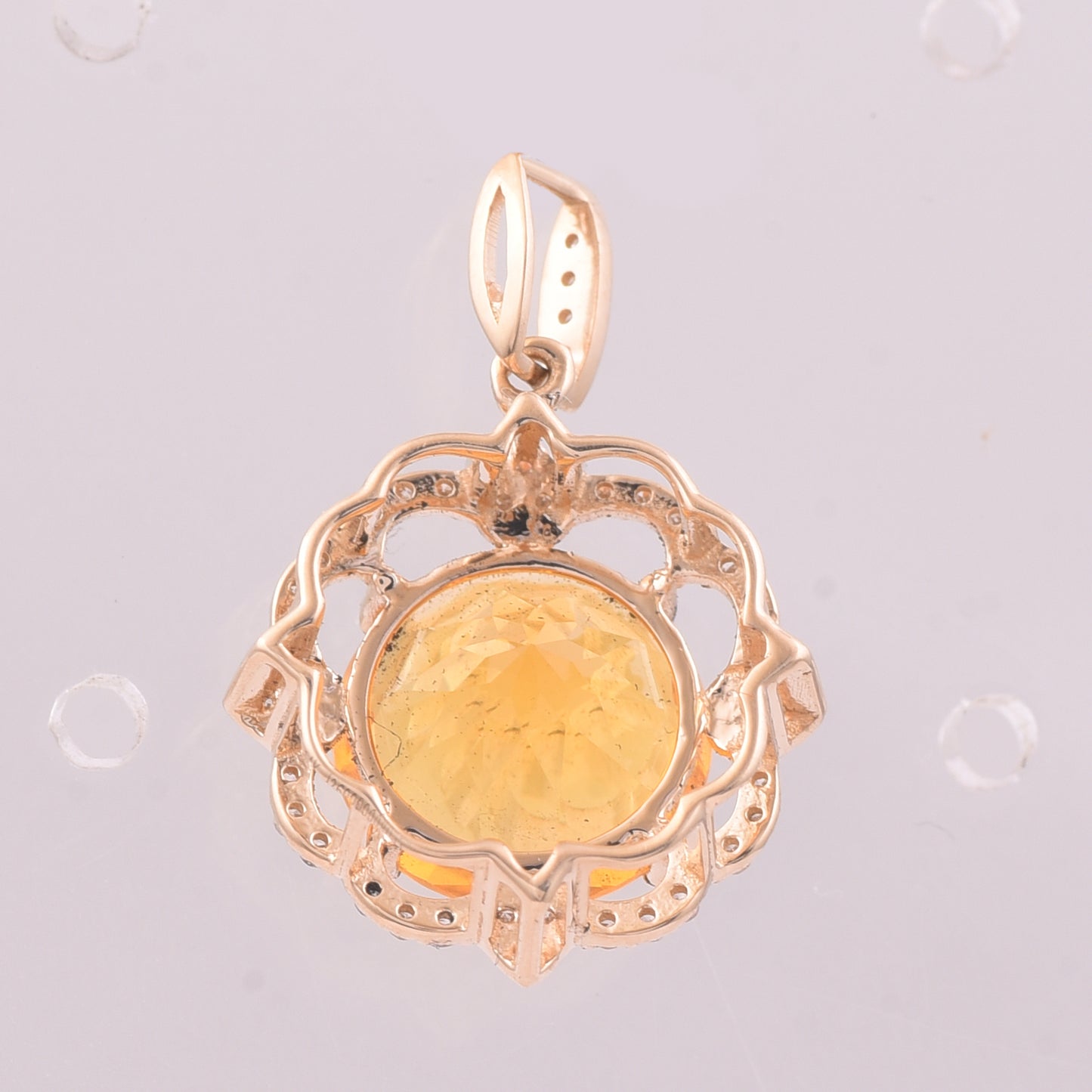 2.54 Ct Round Mixed Cut Natural Fire Opal 14K Gold Pendant