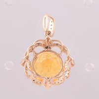 2.54 Ct Round Mixed Cut Natural Fire Opal 14K Gold Pendant