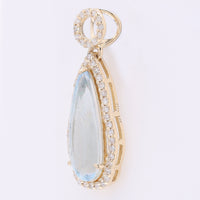1.69 Ct Pear Mixed Cut Natural Aquamarine 14K Gold Pendant