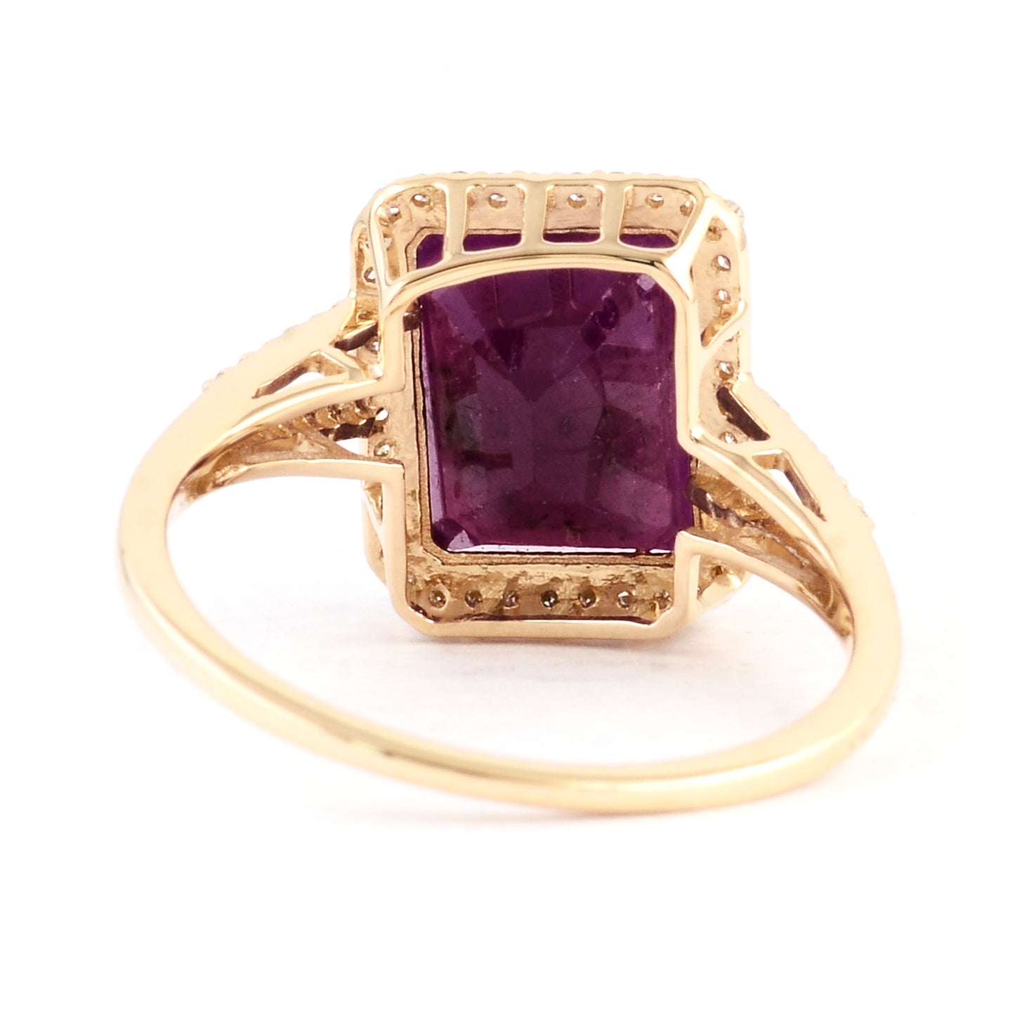 5.32 Ct Emerald Cut Natural Corundum Ruby 14K Gold Ring