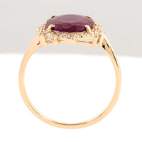2.56 Ct Oval Mixed Cut Natural Corundum Ruby 14K Gold Ring