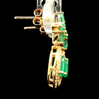 1.39 Ct Pear Emerald 14K Gold Earrings