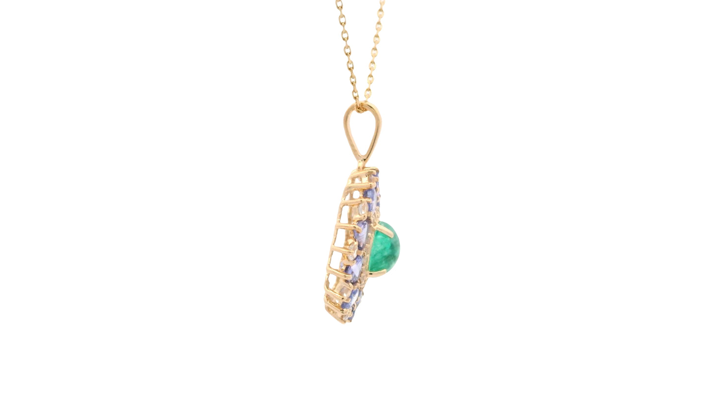 2.08 Ct Round Emerald 14K Gold Pendant