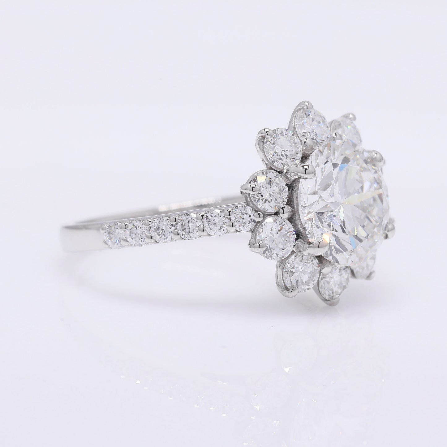 3.24 Ct Round Brilliant Lab Grown Diamond 950 Platinum Ring