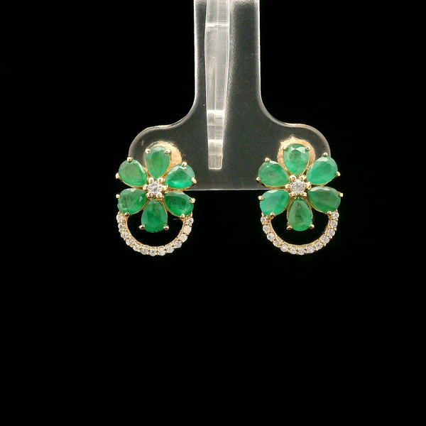 1.88 Ct Pear Emerald 14K Gold Earrings