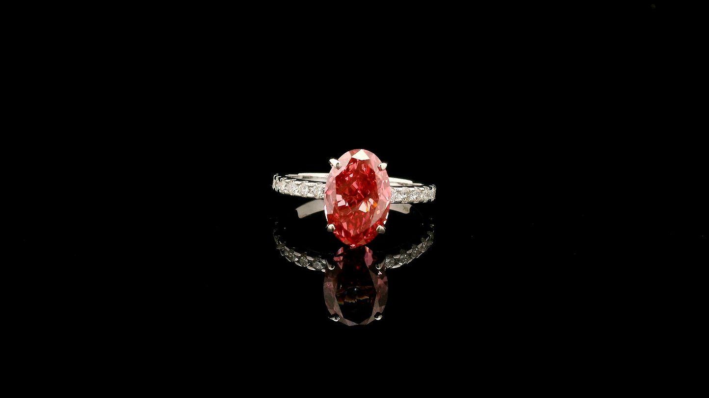 3.39 Carats Pink Lab Grown Diamond 14K Gold Ring