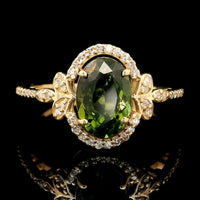 1.69 Ct Oval Mixed Cut Natural Tourmaline 14K Gold Ring