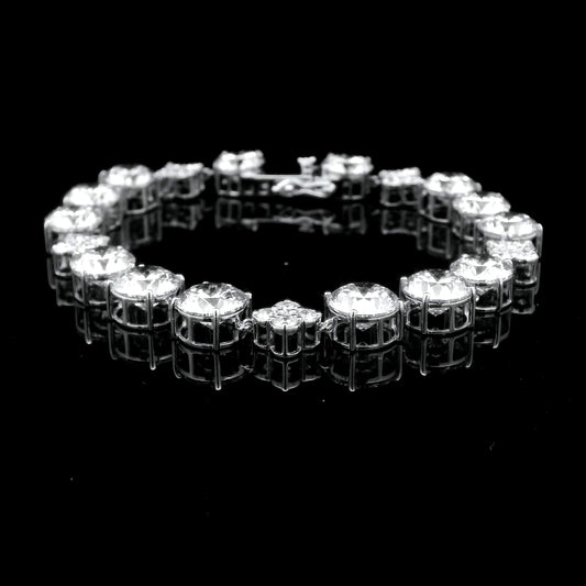 26.58 Ct Round Lab Grown Diamond 14K Gold Bracelet