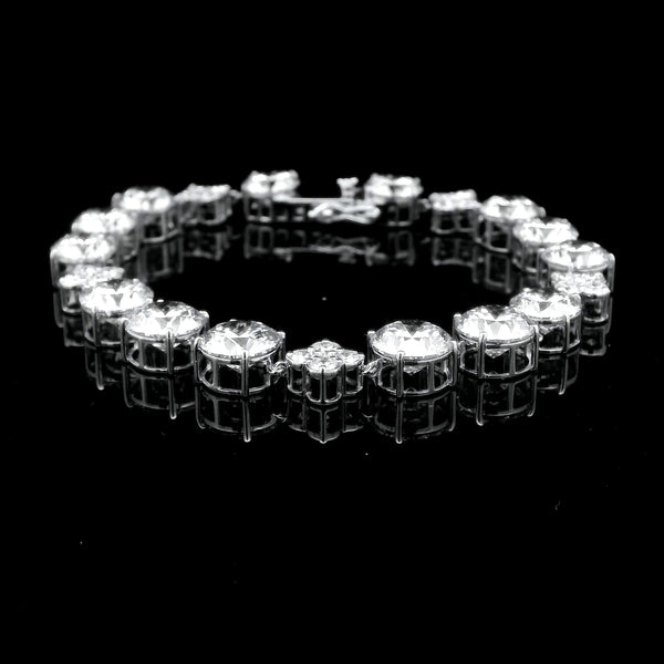 26.58 Ct Round Lab Grown Diamond 14K Gold Bracelet