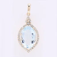 2.93 Ct Oval Mixed Cut Natural Aquamarine 14K Gold Pendant