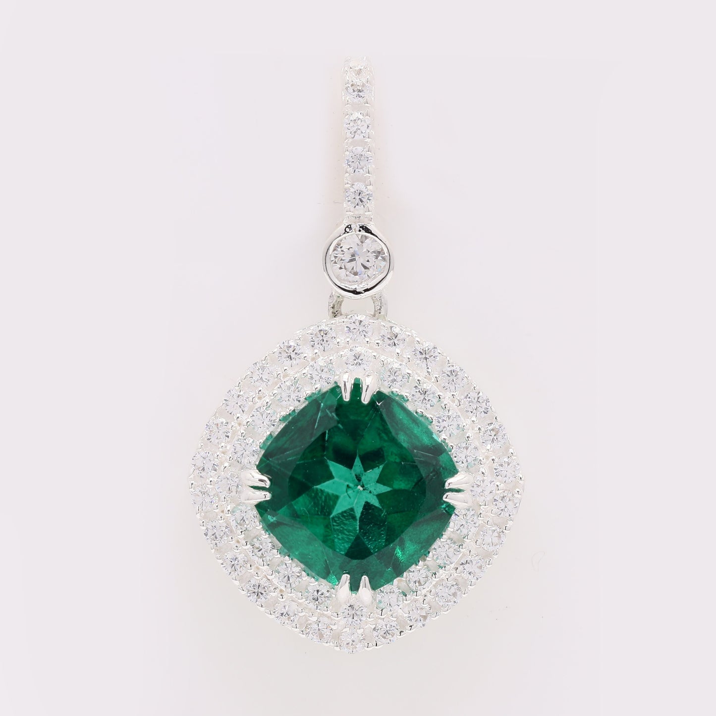 6.66 Ct Cushion Green Topaz 925 Silver Pendant