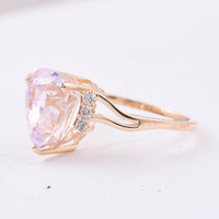 4.59 Ct Pear Natural Kunzite 14K Gold Ring