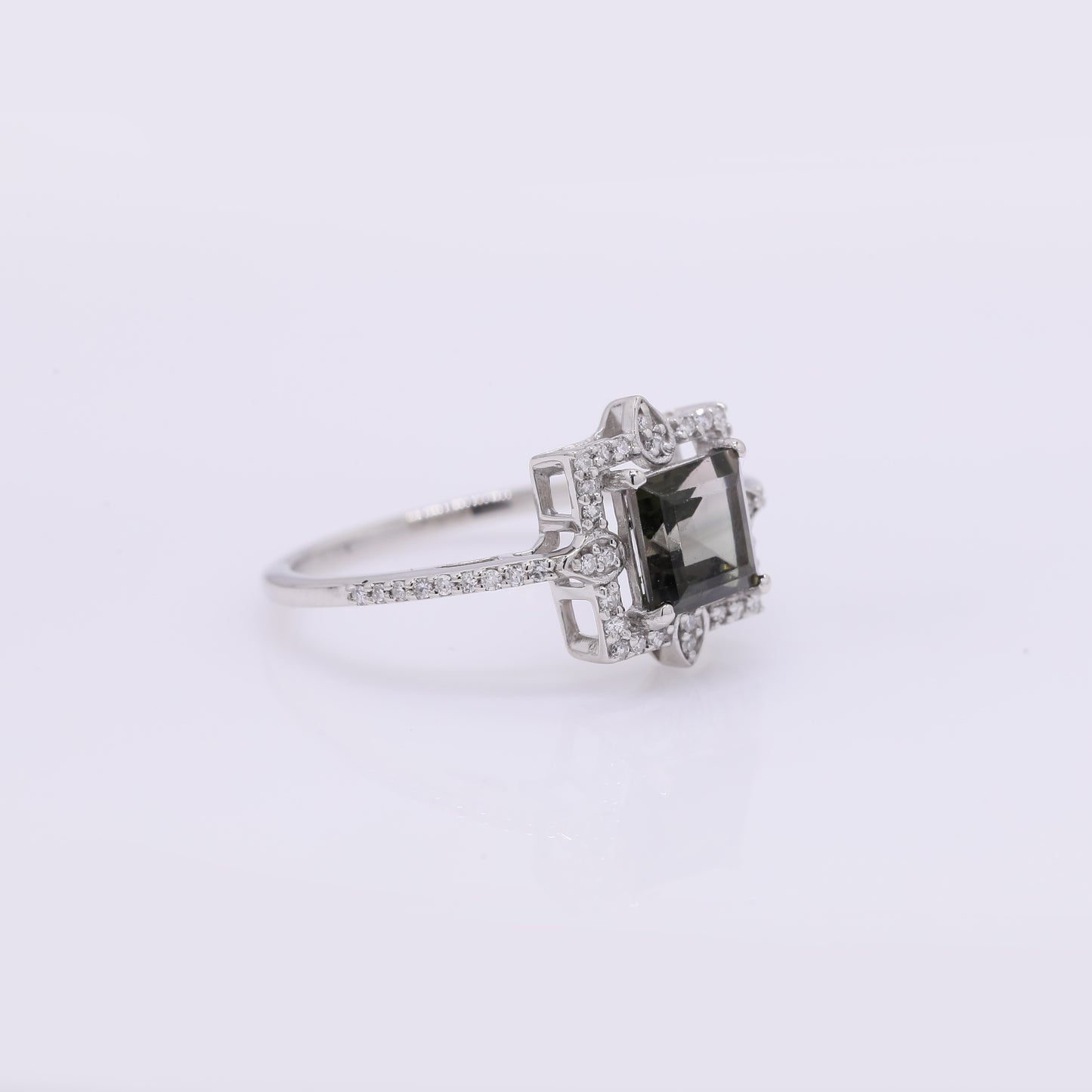 1.40 Ct Square Step Cut Natural Tourmaline 950 Platinum Ring