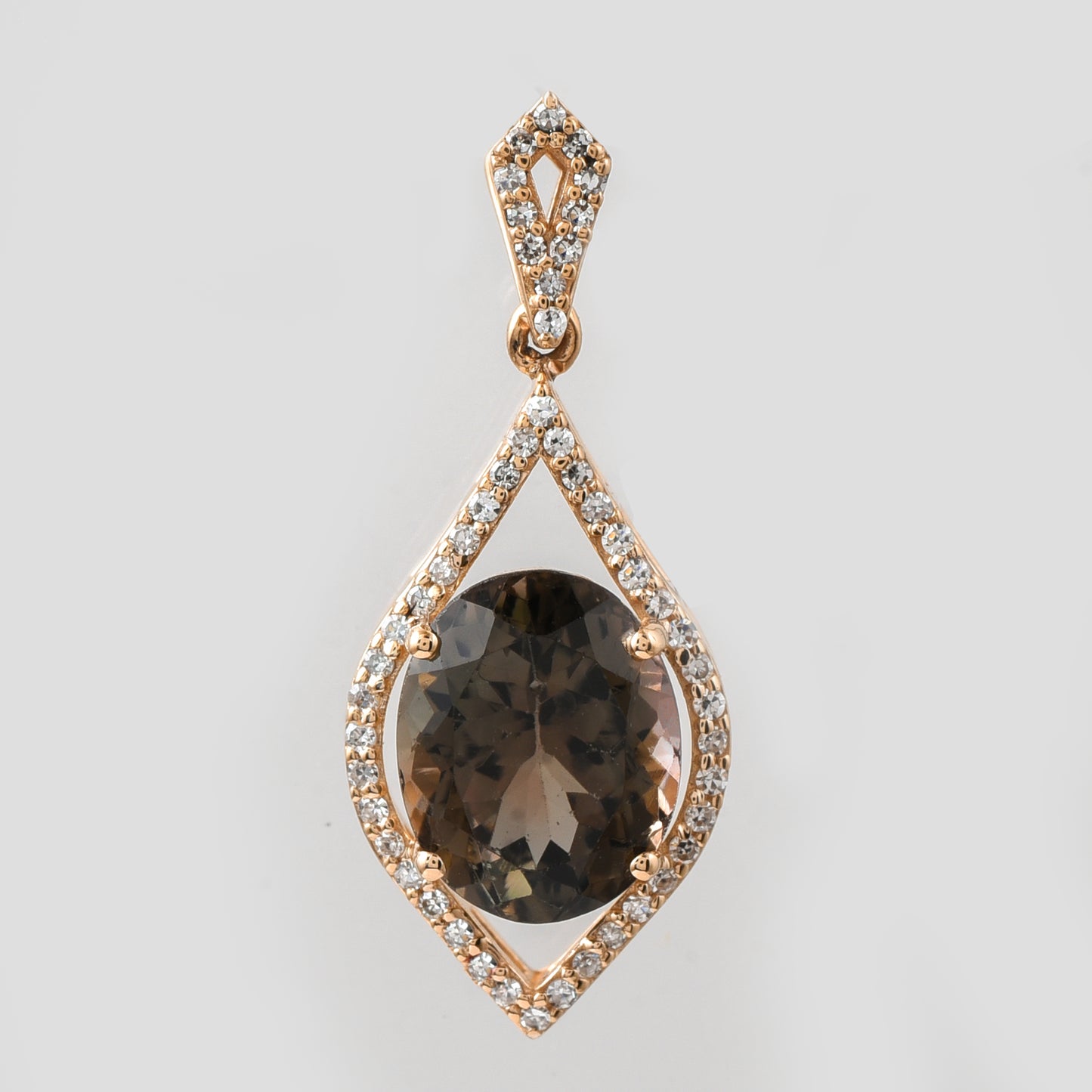 3.01 Ct Oval Mixed Cut Natural Tourmaline 14K Gold Pendant