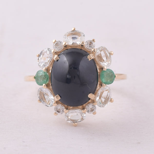 6.81 Ct Oval Sapphire 9K Gold Ring
