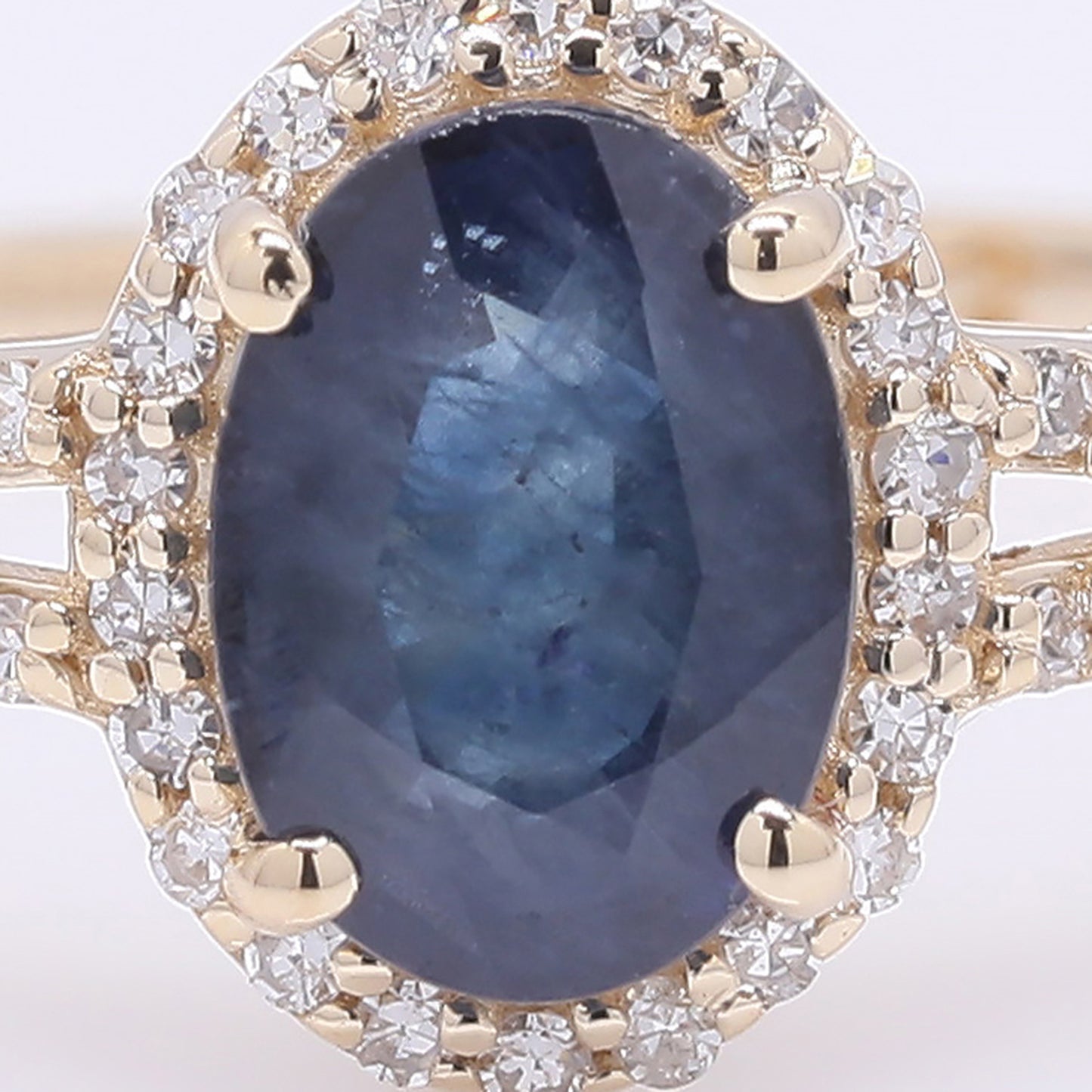 1.47 Ct Oval Mixed Cut Natural Sapphire 14K Gold Ring