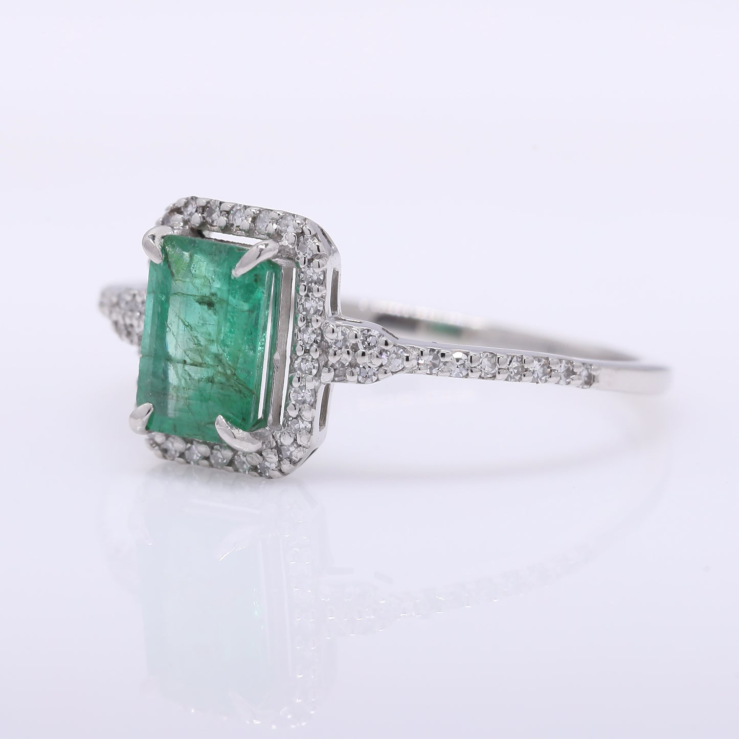 1.00 Ct Octagon Step Cut Natural Emerald 950 Platinum Ring