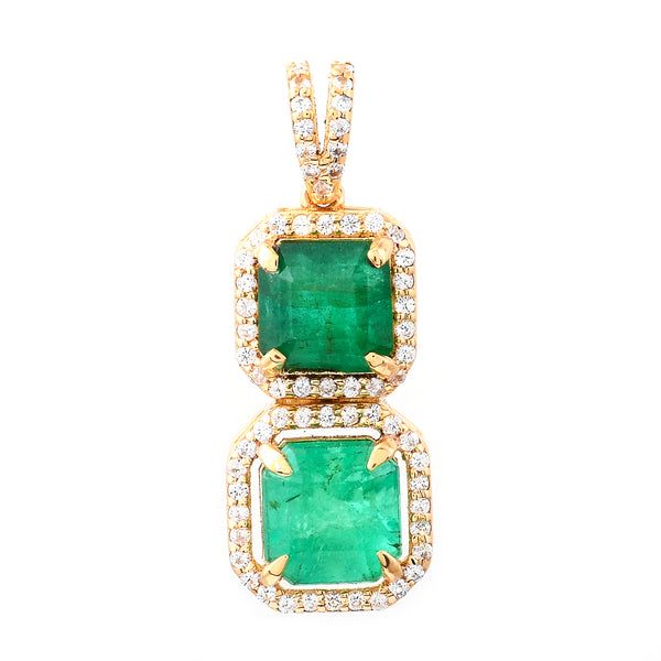 2.99 Ct Octagon Step Cut Natural Emerald 14K Gold Pendant