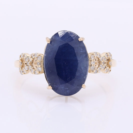 6.31 Ct Oval Natural Sapphire 14K Gold Ring