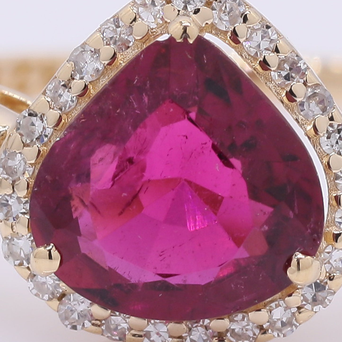 1.26 Ct Pear Mixed Cut Natural Rubellite 14K Gold Ring