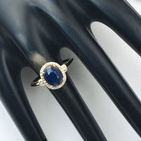 2.30 Ct Cushion Mixed Cut Natural Sapphire 14K Gold Ring