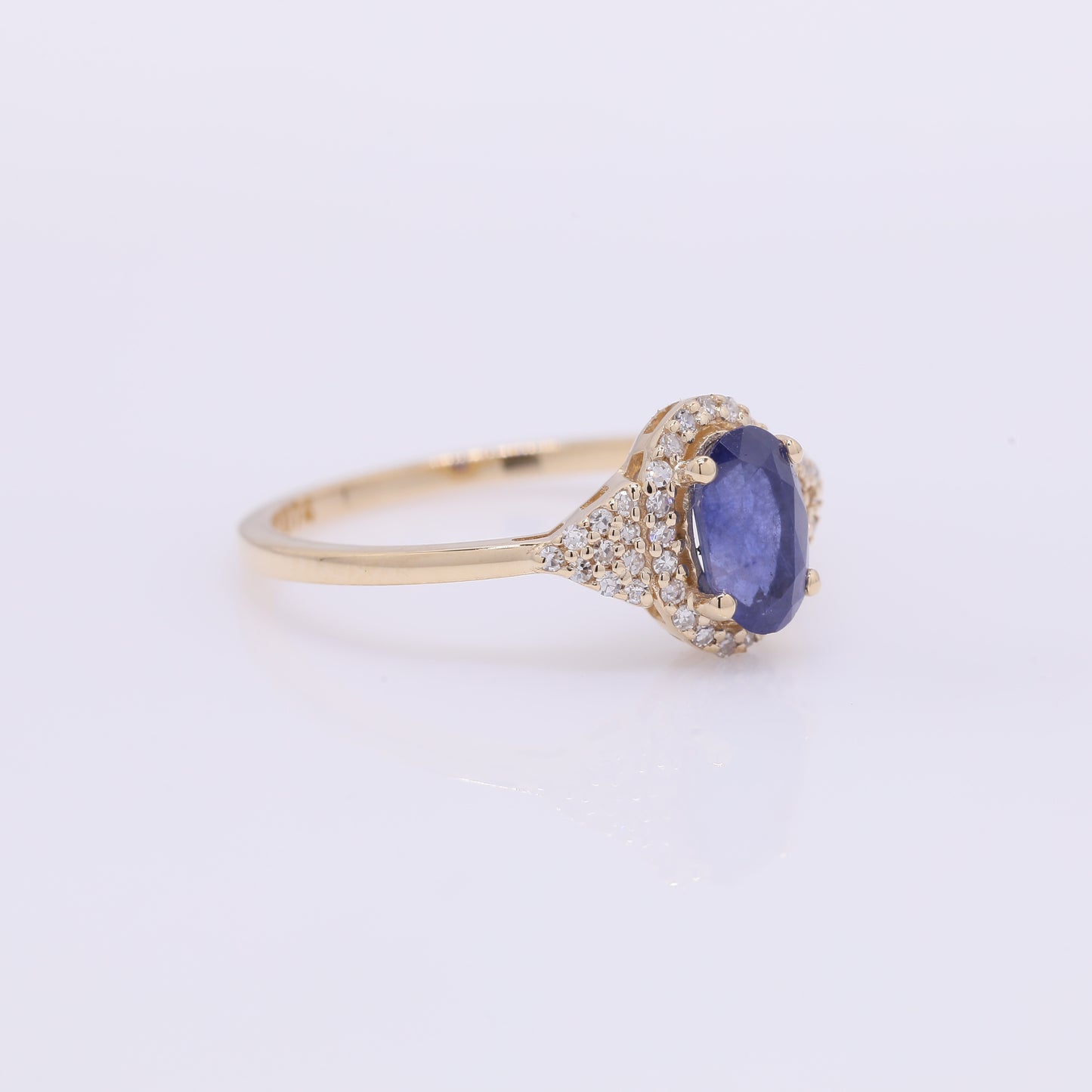 1.14 Ct Oval Mixed Cut Natural Sapphire 14K Gold Ring