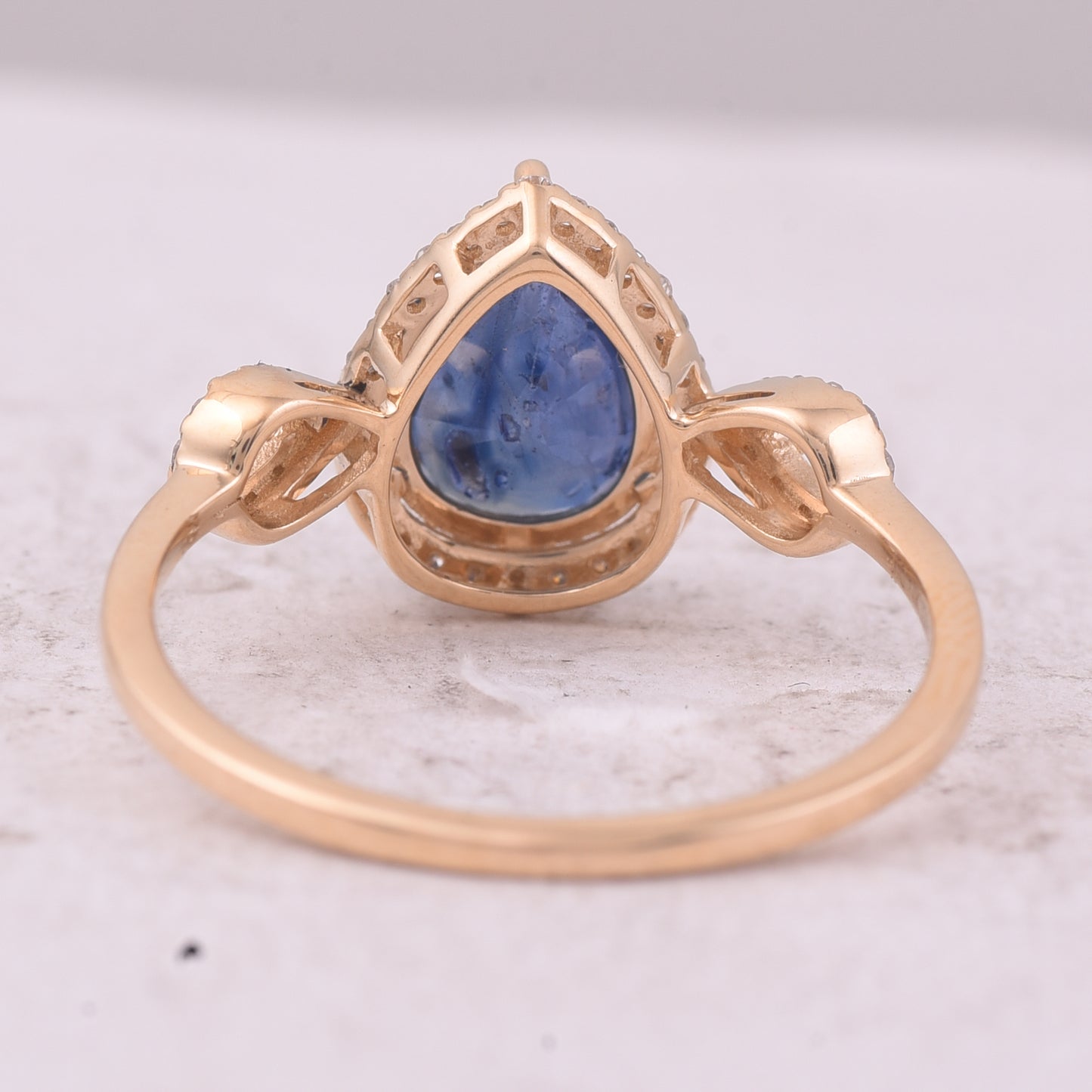 2.33 Ct Pear Mixed Cut Natural Sapphire 14K Gold Ring
