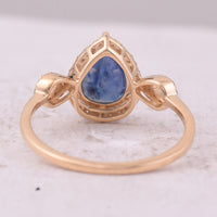 2.33 Ct Pear Mixed Cut Natural Sapphire 14K Gold Ring
