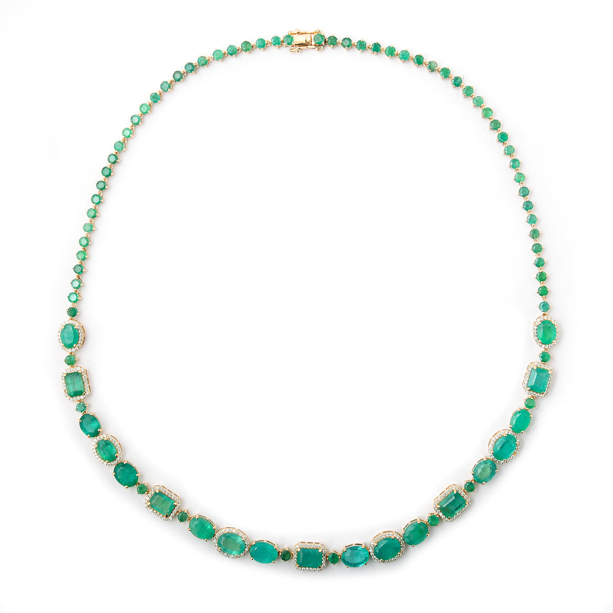 28.78 Ct Natural Emerald 14K Gold Necklace
